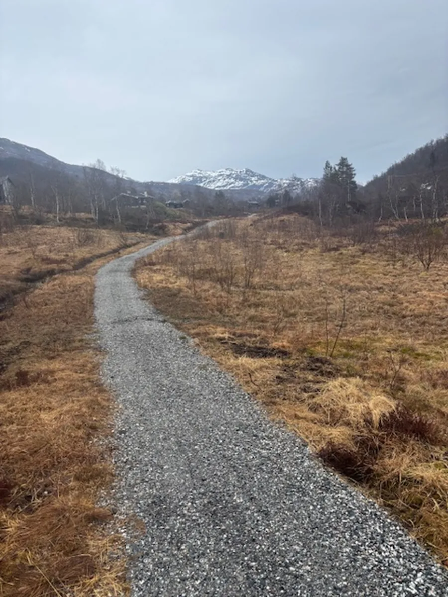 lavlandsløypa en vinterkveld i snøvær, slik det ser ut i dag